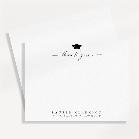 Simple Elegant Graduation Thank You Note Card 招待状