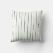 Simple Elegant Green And White Stripe Pattern. クッション (裏面)