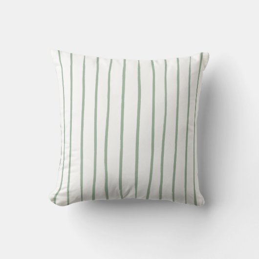Simple Elegant Green And White Stripe Pattern. クッション (正面)