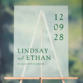 Simple Elegant Green Transparent Wedding アクリルサイン (ニュートラル)