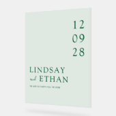 Simple Elegant Green Transparent Wedding アクリルサイン (傾斜)