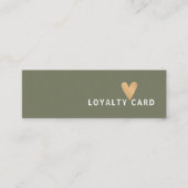 Simple Elegant Green White Faux Gold Heart ロイヤリティカード (正面)