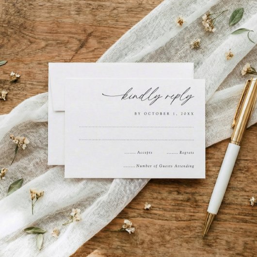 Simple Elegant Handwriting Wedding 出欠カード