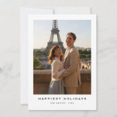 Simple Elegant Happiest Holidays Newlywed Photo シーズンカード (正面)
