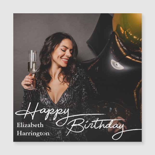 Simple Elegant Happy Birthday Photo (正面)