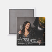 Simple Elegant Happy Birthday Photo マグネット (正面/裏面)