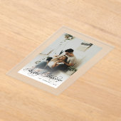 Simple Elegant Happy Holidays Photo Christmas Card アクリル招待状 (レイダウン)