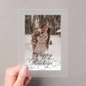 Simple Elegant Happy Holidays Photo Christmas Card アクリル招待状 (インサイチュ (ポータブル))