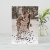 Simple Elegant Happy Holidays Photo Red Christmas  シーズンカード (スタンド正面)