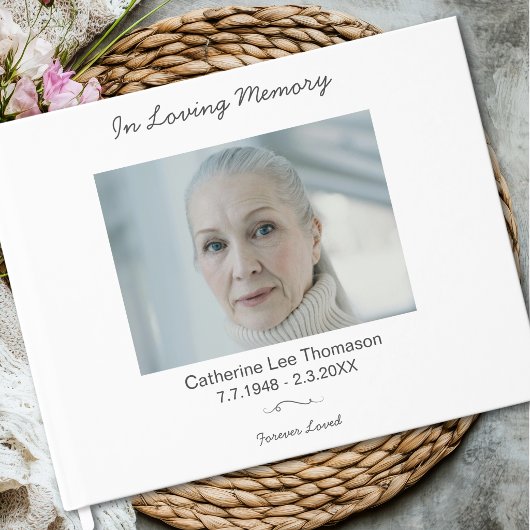Simple Elegant In Loving Memory Funeral Guest Book ゲストブック
