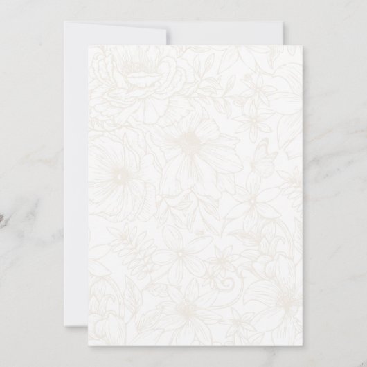Simple Elegant Ivory Floral Garden Wedding 招待状 (裏面)