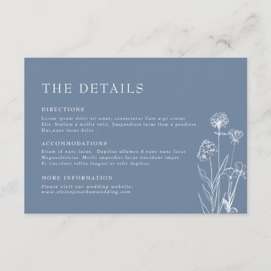 Simple Elegant Light Purple Wedding Details エンクロージャーカード (正面)