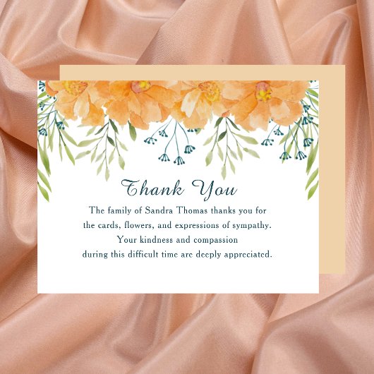 Simple Elegant Memorial Bereavement Thank You ノートカード