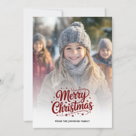 Simple Elegant Merry Christmas Photo Card Gradient シーズンカード