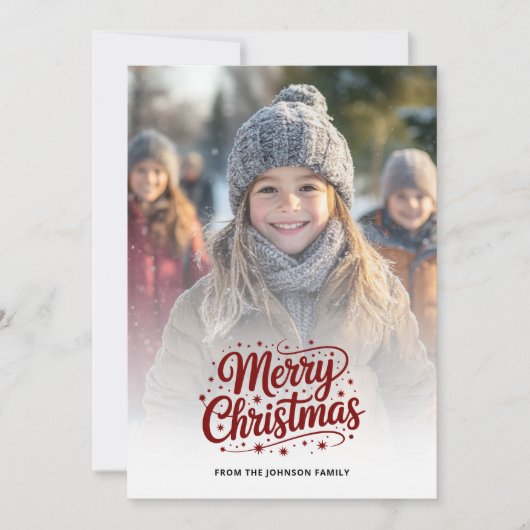 Simple Elegant Merry Christmas Photo Card Gradient シーズンカード (正面)