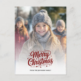 Simple Elegant Merry Christmas Photo Card Gradient シーズンポストカード