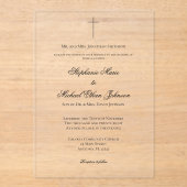 Simple Elegant Minimalist Cross Church Wedding アクリル招待状 (正面)