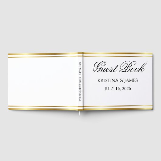 Simple Elegant Minimalist Ivory Wedding Guest ゲストブック (全面)