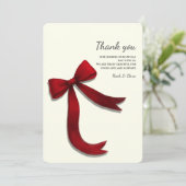Simple Elegant Minimalist Red Bow サンキューカード (スタンド正面)