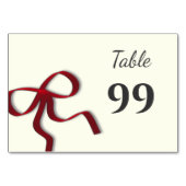 Simple Elegant Minimalist Red Bow テーブルナンバー (裏面)