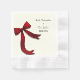 Simple Elegant Minimalist Red Bow 縁ありカクテルナプキン