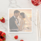 Simple Elegant Minimalist Sunset Beach Wedding スタンダードランチョンナプキン (インサイチュ)