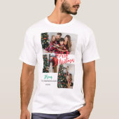 Simple Elegant modern 3 photo Christmas Family Tシャツ (正面)