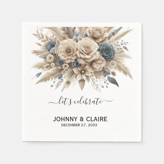 Simple Elegant Modern Boho Pampas Grass Classic スタンダードカクテルナプキン (正面)