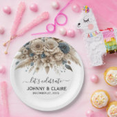 Simple Elegant Modern Boho Pampas Grass Classic ペーパープレート (パーティー)