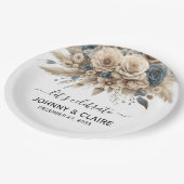 Simple Elegant Modern Boho Pampas Grass Classic ペーパープレート (アングル)