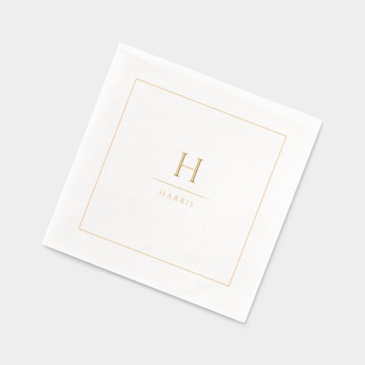 Simple Elegant Modern Classy Luxe Family Monogram 箔ナプキン (左)