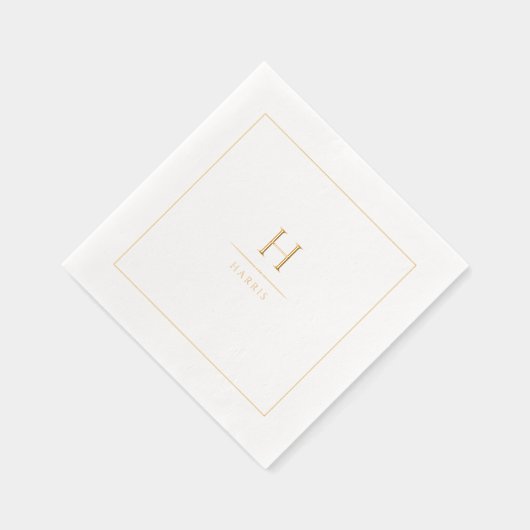 Simple Elegant Modern Classy Luxe Family Monogram 箔ナプキン (右)