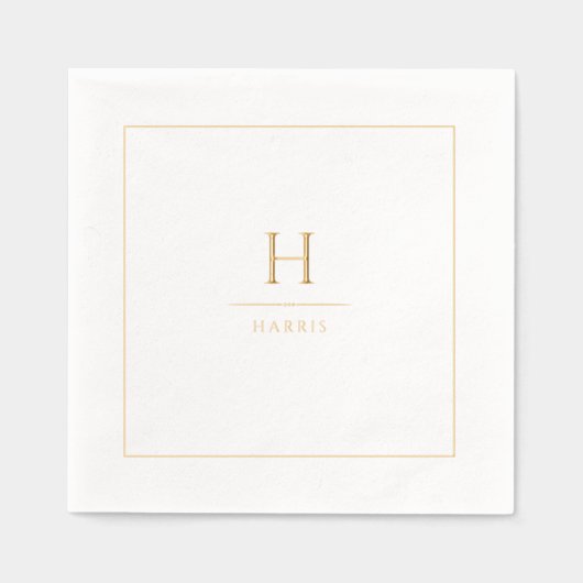 Simple Elegant Modern Classy Luxe Family Monogram 箔ナプキン (正面)