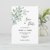 Simple Elegant Modern Greenery Save the Date セーブザデート (スタンド正面)