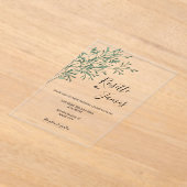 Simple Elegant Modern Greenery wedding  アクリル招待状 (レイダウン)