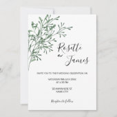 Simple Elegant Modern Greenery wedding Invitation 招待状 (正面)