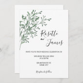 Simple Elegant Modern Greenery wedding Invitation 招待状 (正面/裏面)