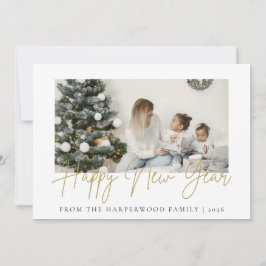 Simple Elegant Modern Happy New Year One Photo シーズンカード