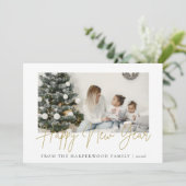 Simple Elegant Modern Happy New Year One Photo シーズンカード (スタンド正面)