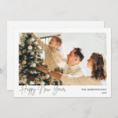 Simple Elegant Modern Happy New Year One Photo シーズンカード (正面/裏面)