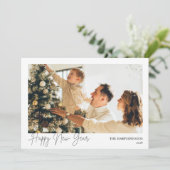 Simple Elegant Modern Happy New Year One Photo シーズンカード (スタンド正面)