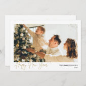 Simple Elegant Modern Happy New Year One Photo シーズンカード (正面/裏面)