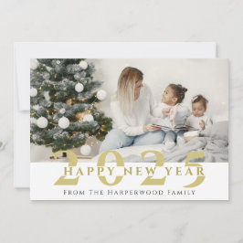 Simple Elegant Modern Happy New Year One Photo シーズンカード