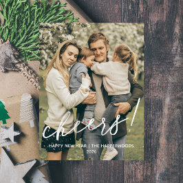 Simple Elegant Modern Happy New Year One Photo シーズンポストカード