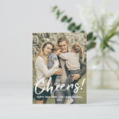 Simple Elegant Modern Happy New Year One Photo シーズンポストカード (スタンド正面)