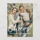 Simple Elegant Modern Happy New Year One Photo シーズンポストカード (正面)