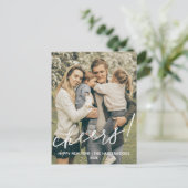 Simple Elegant Modern Happy New Year One Photo シーズンポストカード (スタンド正面)