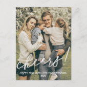 Simple Elegant Modern Happy New Year One Photo シーズンポストカード (正面)