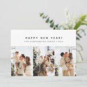 Simple Elegant Modern Happy New Year Three Photo シーズンカード (スタンド正面)