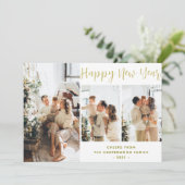 Simple Elegant Modern Happy New Year Three Photo シーズンカード (スタンド正面)
